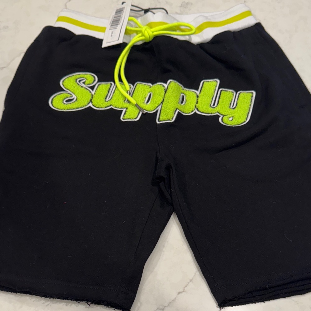 Black and Neon Green Men's Shorts